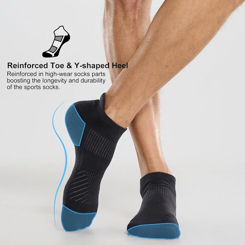 FITRELL 6 Pack Men's Athletic Running Ankle Socks Cushioned Wicking Anti-Blister Breathable Low Cut Tab Sport Socks in Kuwait