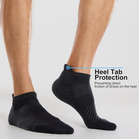 FITRELL 6 Pack Men's Athletic Running Ankle Socks Cushioned Wicking Anti-Blister Breathable Low Cut Tab Sport Socks in Kuwait