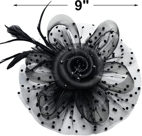 Kentucky Fascinators Hats for Women, Tea Party Headwear Mesh Flower Feather Headband & Hair Clip for Cocktail in Kuwait