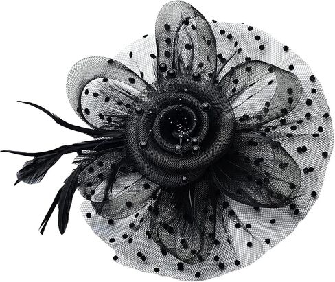 Kentucky Fascinators Hats for Women, Tea Party Headwear Mesh Flower Feather Headband & Hair Clip for Cocktail in Kuwait