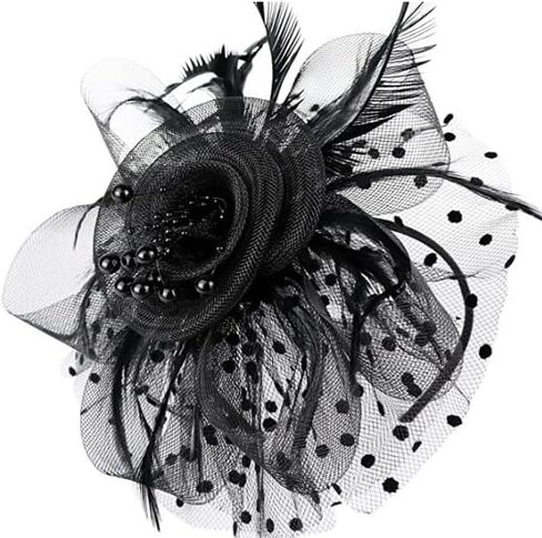 Kentucky Fascinators Hats for Women, Tea Party Headwear Mesh Flower Feather Headband & Hair Clip for Cocktail in Kuwait