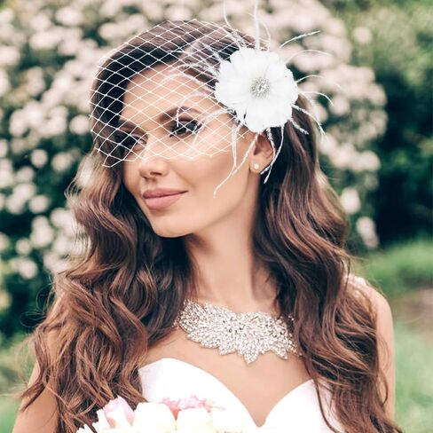 inSowni 1920s Flapper Accessories Black Feather Veil Fascinator with Hair Clip Tea Party Headpieces for Women Girls in Saudi Arabia