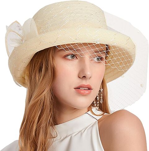 Women Organza-Veil Luncheon Spring-Hat - Kentucky Fascinator Hat Derby Cocktail Tea Party Hat in Saudi Arabia