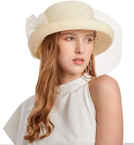 Women Organza-Veil Luncheon Spring-Hat - Kentucky Fascinator Hat Derby Cocktail Tea Party Hat in Saudi Arabia