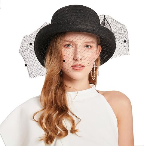 Women Organza-Veil Luncheon Spring-Hat - Kentucky Fascinator Hat Derby Cocktail Tea Party Hat in Saudi Arabia