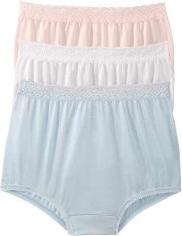 National Full-Coverage Comfort Panties All-Nylon Lace Trim for Everyday Comfort, Durable, Cotton-Lined Crotch, 6-pk in Saudi Arabia