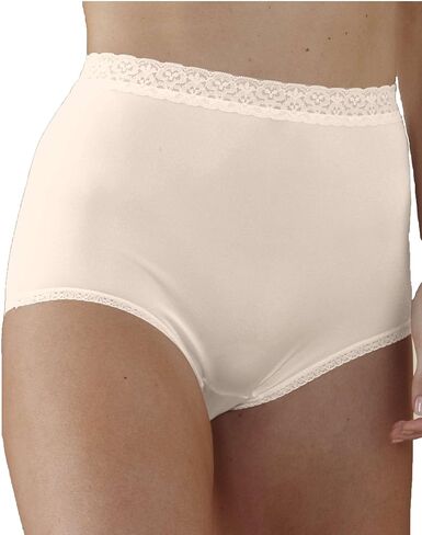 National Full-Coverage Comfort Panties All-Nylon Lace Trim for Everyday Comfort, Durable, Cotton-Lined Crotch, 6-pk in Saudi Arabia