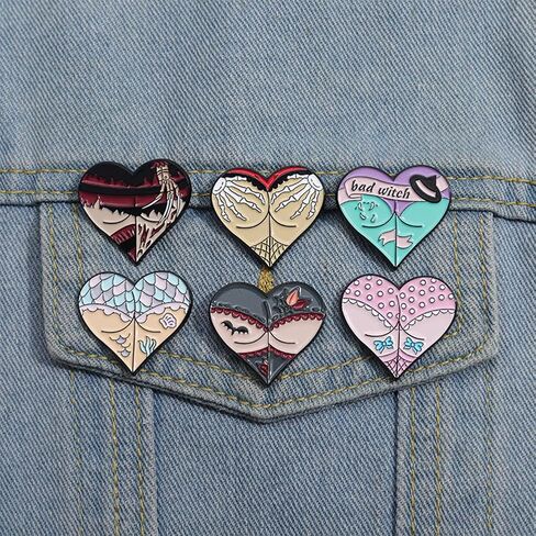 Halloween Pin Brooch Spider Bat Horror Enamel Pin Sets for Women Men Gothic Heart Lapel Badge Pins for Clothes Suits Backpacks Holiday Party Jewelry Gift 6 Pcs/set in Saudi Arabia