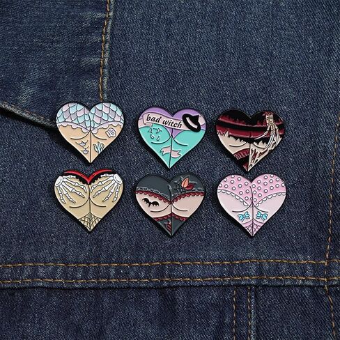 Halloween Pin Brooch Spider Bat Horror Enamel Pin Sets for Women Men Gothic Heart Lapel Badge Pins for Clothes Suits Backpacks Holiday Party Jewelry Gift 6 Pcs/set in Saudi Arabia