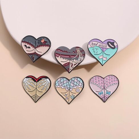 Halloween Pin Brooch Spider Bat Horror Enamel Pin Sets for Women Men Gothic Heart Lapel Badge Pins for Clothes Suits Backpacks Holiday Party Jewelry Gift 6 Pcs/set in Saudi Arabia