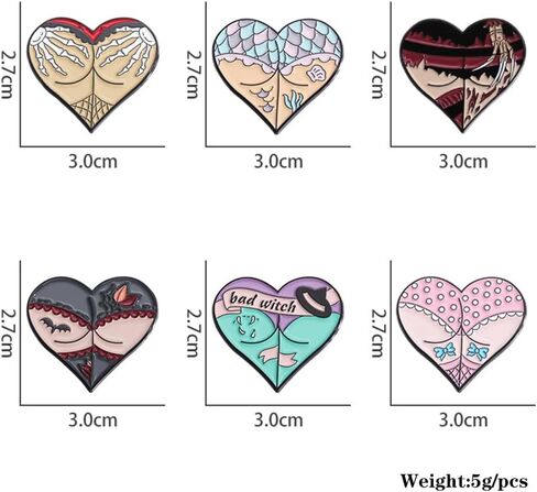 Halloween Pin Brooch Spider Bat Horror Enamel Pin Sets for Women Men Gothic Heart Lapel Badge Pins for Clothes Suits Backpacks Holiday Party Jewelry Gift 6 Pcs/set in Saudi Arabia