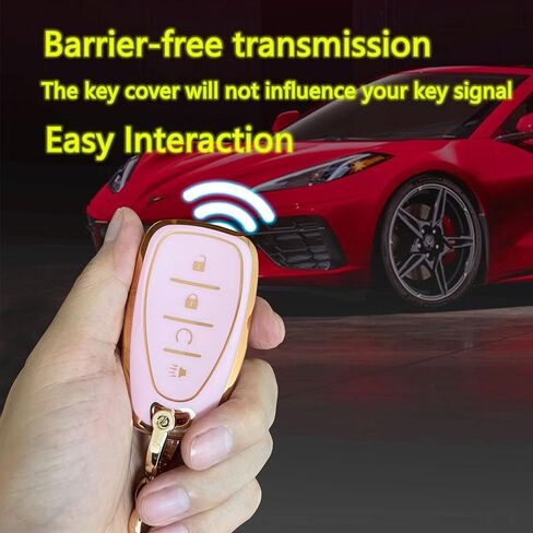 Pink for Chevy Key Fob Cover with Keychain Fits for Chevrolet Equinox Malibu Spark Cruze Traverse Blazer Smart Key (4-Button-B) in Saudi Arabia