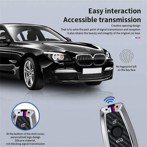 Key Fob Cover Case, Keychain, Metal Shell Cover Compatible for BMW 1 3 4 5 6 7 Series X3 X4 M5 M6 GT3 GT5 (Gunmetal-Carbon Fiber) in Kuwait
