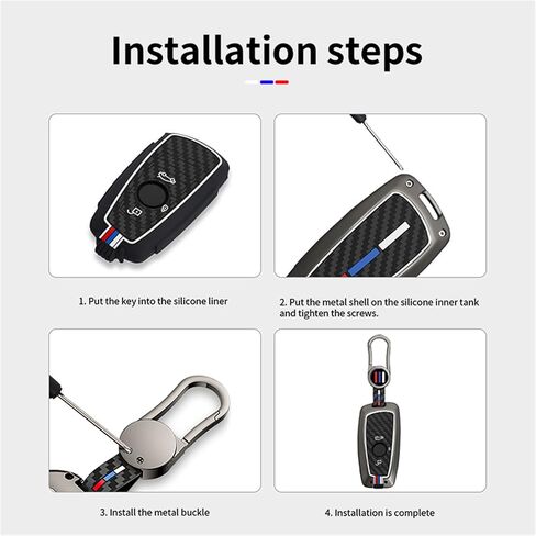 Key Fob Cover Case, Keychain, Metal Shell Cover Compatible for BMW 1 3 4 5 6 7 Series X3 X4 M5 M6 GT3 GT5 (Gunmetal-Carbon Fiber) in Kuwait
