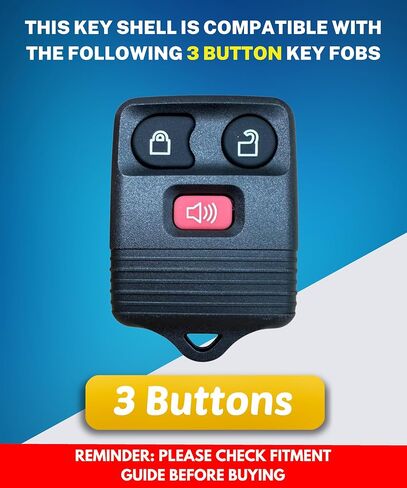 Upgraded Key Fob Case for Ford - 3 & 4 Button Smart Key Cover - Durable Protection - Anti-Slip Grip - Easy Installation - Compatible for Ford F-Series, Explorer, Edge & More (Black Fob, 3 Button) in Kuwait