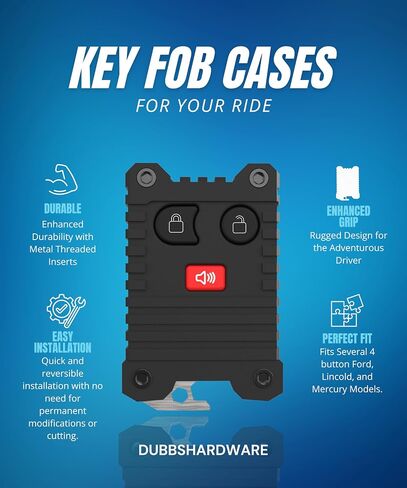 Upgraded Key Fob Case for Ford - 3 & 4 Button Smart Key Cover - Durable Protection - Anti-Slip Grip - Easy Installation - Compatible for Ford F-Series, Explorer, Edge & More (Black Fob, 3 Button) in Kuwait