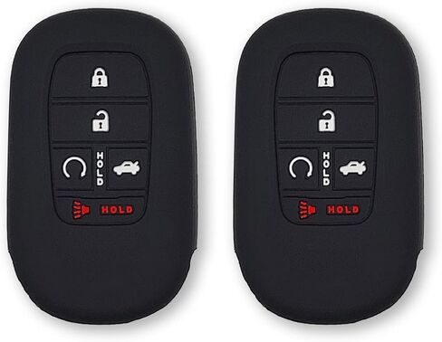 Autobase Silicone Key Fob Cover for Honda Accord Civic CR-V CRV Pilot Passport Insight Ex Ex-L Touring | ملحق السيارة | حالة الحماية الرئيسية - 2 أجهزة كمبيوتر (أسود) in Kuwait