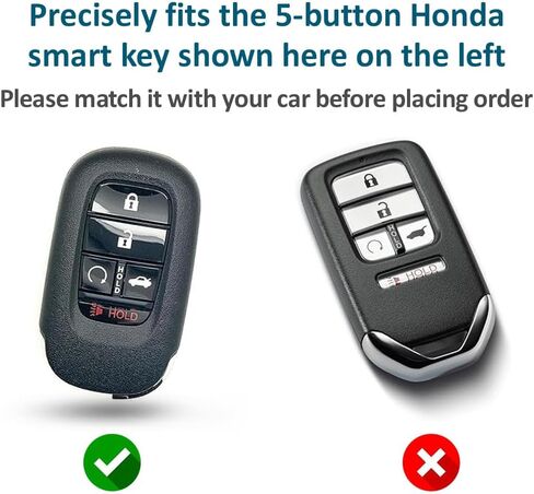 Autobase Silicone Key Fob Cover for Honda Accord Civic CR-V CRV Pilot Passport Insight Ex Ex-L Touring | ملحق السيارة | حالة الحماية الرئيسية - 2 أجهزة كمبيوتر (أسود) in Kuwait