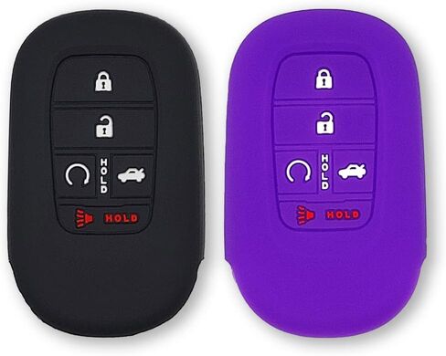 Autobase Silicone Key Fob Cover for Honda Accord Civic CR-V CRV Pilot Passport Insight Ex Ex-L Touring | ملحق السيارة | حالة الحماية الرئيسية - 2 أجهزة كمبيوتر (أسود) in Kuwait