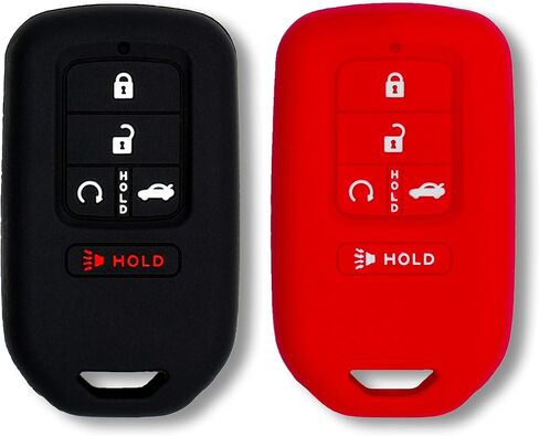 Autobase Silicone Key Fob Cover for Honda Accord Civic CR-V CRV Pilot Passport Insight Ex Ex-L Touring | ملحق السيارة | حالة الحماية الرئيسية - 2 أجهزة كمبيوتر (أسود) in Kuwait