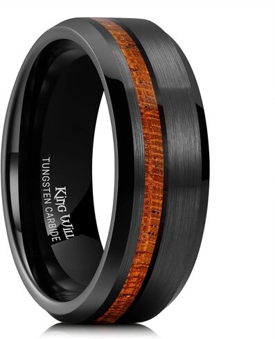 King Will Mens Wedding Band 8mm Tungsten Rings for Men Koa Wood Inlay Engagement Anniversary Ring Comfort Fit for Daily Wear Size 7-14 in Kuwait