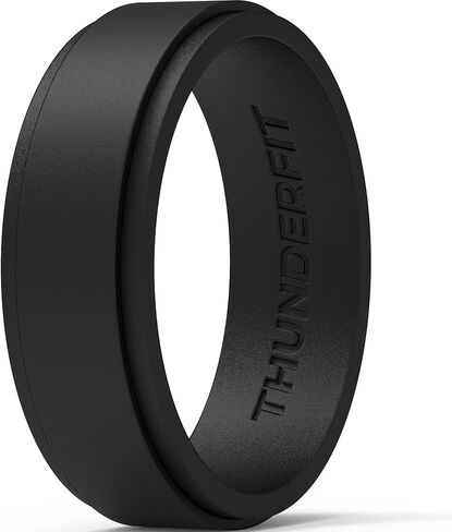 ThunderFit Silicone Wedding Rings for Men, 2 Layers Step Edge 10mm Wide 2.3mm Thick - 1/4/7 Variety Multipack in Saudi Arabia