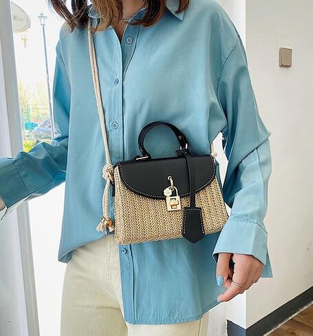 Straw Square Bag Straw Beach Bags For Women Rattan Purses Summer Straw Crossbody Purse Tote Bag Handbag Shoulder Bag 2025 in Kuwait