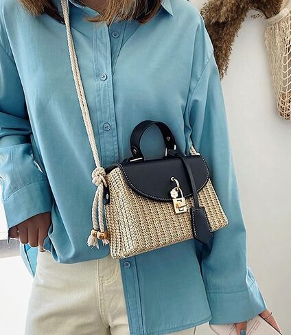 Straw Square Bag Straw Beach Bags For Women Rattan Purses Summer Straw Crossbody Purse Tote Bag Handbag Shoulder Bag 2025 in Kuwait