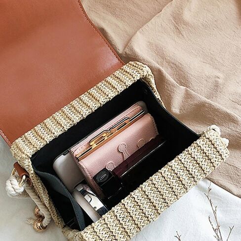 Straw Square Bag Straw Beach Bags For Women Rattan Purses Summer Straw Crossbody Purse Tote Bag Handbag Shoulder Bag 2025 in Kuwait