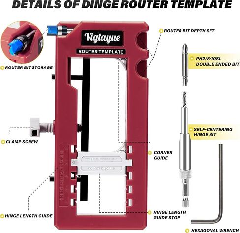 Door Hinge Jig, Door Hinge Template, Door Hinge Mortiser for Door Hinge from 3" to 5" Length and Hinge Types of Sqaure, Radius 1/4" or Radius 5/8 in Saudi Arabia