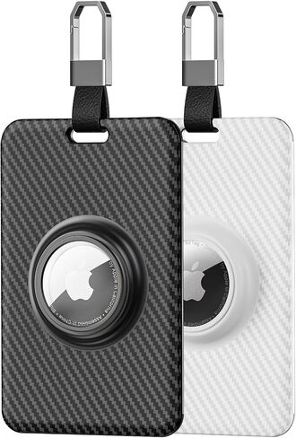 حامل بطاقة المفاتيح لـ Tesla مع فتحة Airtag Slot TNSNK Carbon Carbon Case Case مع سلسلة مفاتيح لمفتاح Tesla 3 Y S X (أسود) in Kuwait
