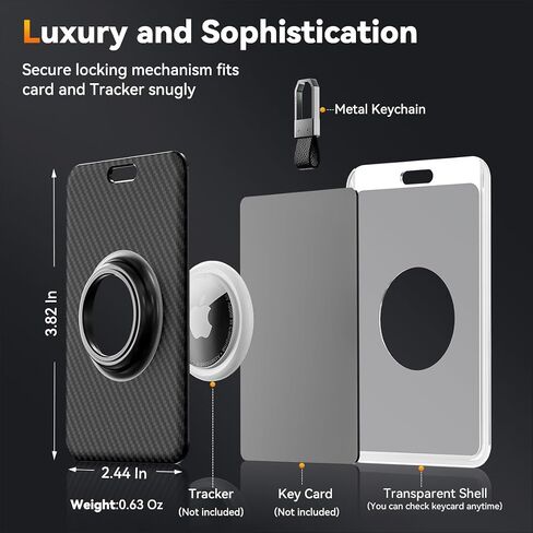 حامل بطاقة المفاتيح لـ Tesla مع فتحة Airtag Slot TNSNK Carbon Carbon Case Case مع سلسلة مفاتيح لمفتاح Tesla 3 Y S X (أسود) in Kuwait