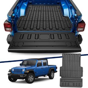 AOMSAZTO Truck Bed Mat Compatible with 2020-2025 Jeep Gladiator JT Bed Mat Tailgate Liner TPE Replacement for 2020 2021 2022 2023 2024 2025 Jeep Gladiator Accessories(Truck Bed Liner+Tailgate Mat)