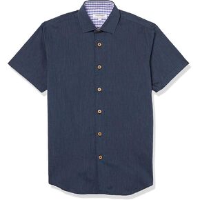 Isaac Mizrahi Boy's Short Sleeve Solid Button Down Shirt