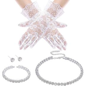 baotongle 4pcs Pearl Necklace Sets for Girls Jewelry Communion Glove for Christmas Tea Party Wedding