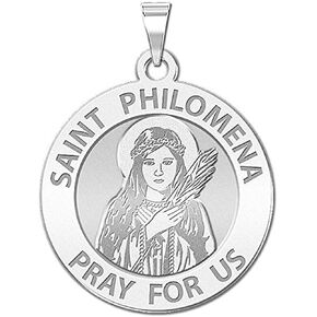 Picturesongold.com Saint Philomena - متوفر في الذهب الأصفر أو الأبيض 14 كيلو بايت ، أو الفضة الاسترليني