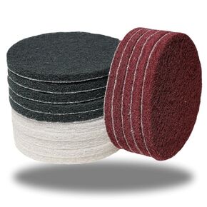 15 Pack 5 Inch Hoop and Loop Multipurpose Scrubber Scouring Pads - Flocking Scuff Pads, Conditioning Discs Polishing Pads for Furniture Automotive Cleaning, Rust Removal