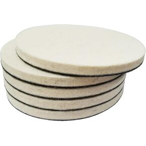 6" Wool Flet Polishing Pads, 5pcs Wool Felt Buffing Polishing Pads Flocking Hook & Loop Back for Random Orbital Sander
