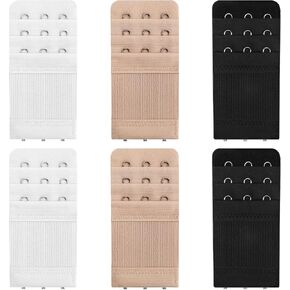 3Hooks Bra Extenders for Women, 6Pcs Adjustable Back Bra Strap Extender, Women's Elastic Comfortable Elastic Bra Strap Extenders for Plus Size