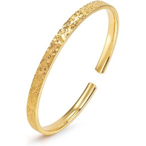 سوار S999 Silver Bangle للنساء ، Bangle Gold Bangle 18k مطلي بالذهب ، تصميم الكراك الجليدي ، مجوهرات سوار قابل للتعديل ، الطلاء الفراغ (الفضة/الذهب)