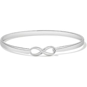 Engravable Sterling Silver Infinity Bangle Bracelet, 7 inches - Infinity Jewelry - Personalized Bracelet for Women - Couples Bracelet - Gift for Girlfriend - Birthday Gift for Wife - Gifts for Mom