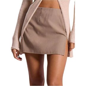 Floerns Women's Casual Skinny Low Rise Split Hem Mini Skirt