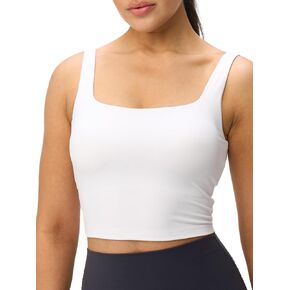 Womens U Neck Longline Padded Sports Bra Crop Tank Top Supportive Wide Straps Yoga Workout Bras,Light Compression