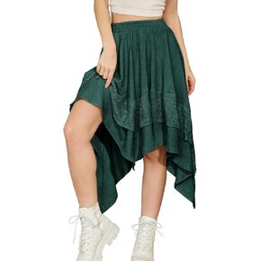 Bridesmay Women's Renaissance Skirt with lace Tiered Gothic Skirts Asymmetrical Pirate Costume Outfit 2025
