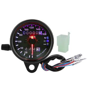 Motorcycle Speedometer, Digital Motorcycle Dual Odometer with LED Backlight DC 12V Universal Odometer Meter Gauge with Multi Indicator Light(Mounting Hole: 10mm / 0.4in)