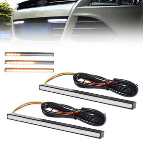 2 PCS LED TEURN SCOWS SWITCH SWITCH ANGLEBLY ALGBLY لملحقات السيارات العالمية ، Sweftback Sweftback White Turn Signal LED Amber LED ، شريط ضوء 12 فولت لضوء التشغيل أثناء النهار