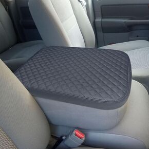 Center Console Cover for 2013-2018 Ram 1500 & 2013-2024 Ram 1500/2500/3500 Classic Model Accessories, Jump Seat Console Armrest Cover, Leather Arm Rest Lid Protective Covering-Gray