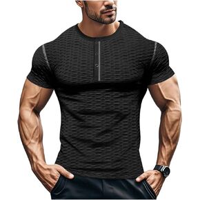 Mens Muscle Slim T Shirt Gym Workout Athletic Tee Shirts V Neck Short Sleeve Shirts