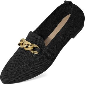 Womens Casual Loafers Comfortable Breathable Knit Loafers Lightweight Pointed Toe Flats for Women