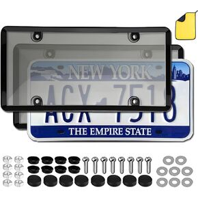 License Plate Cover Black License Plate Cover License Plate Frames Black: with Screw Cap Cover kit Suitable for US Standard Cars 2 Pieces (Grizzly)